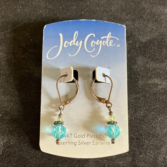 Jody Coyote Vintage Sterling Silver Blue and Green Beaded Earrings - Picture 1 of 3